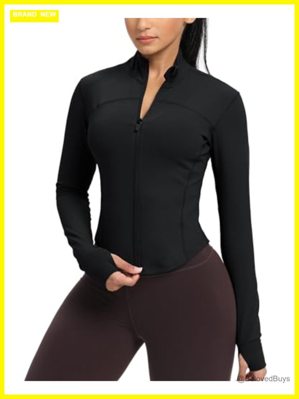 Women's Zip Up Workout Jacket Lightweight Slim Fit Thumb Holes